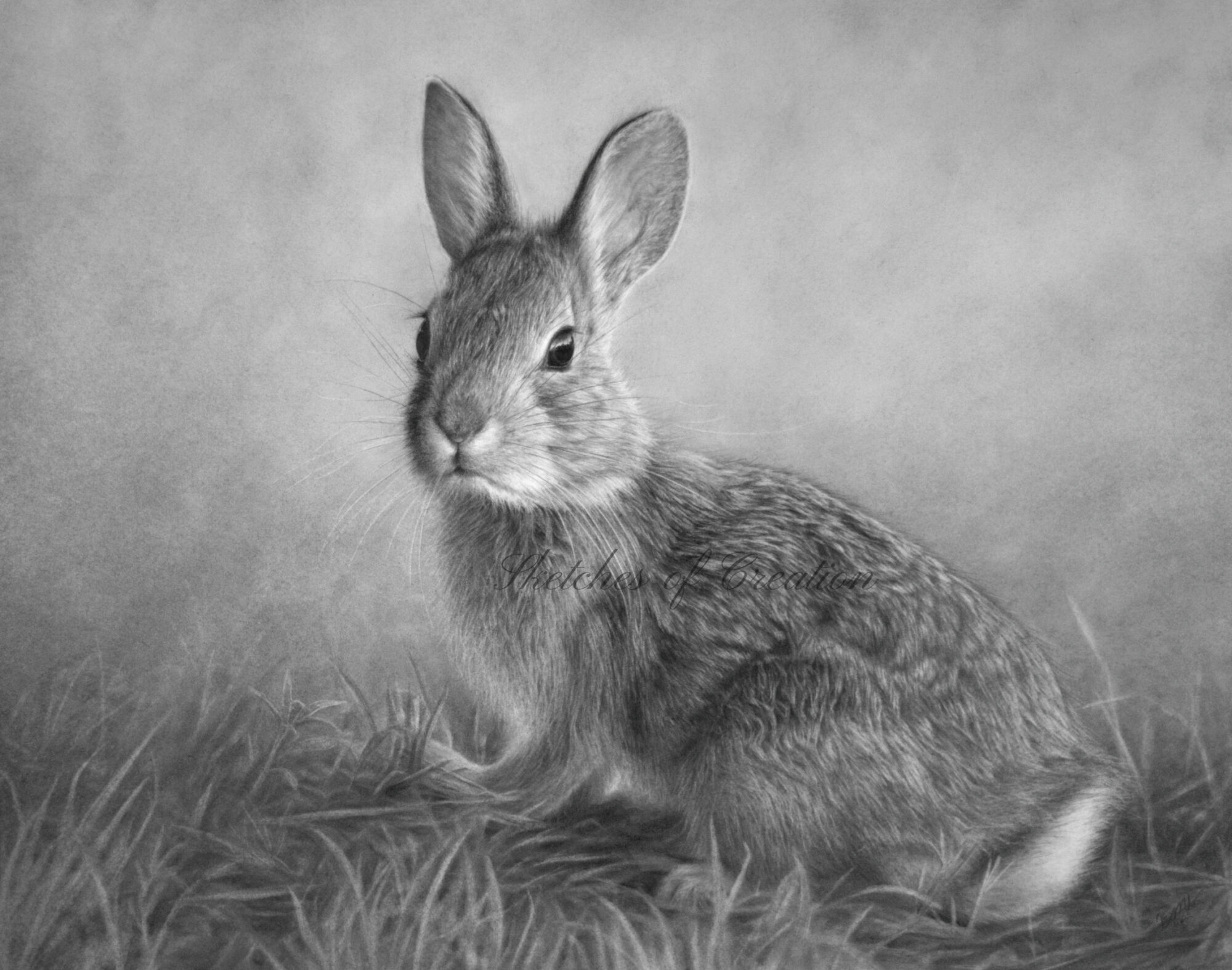 A drawing of a baby rabbit